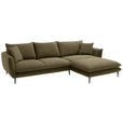ECKSOFA  in Webstoff Grün  304/196 cm  - Schwarz/Grün, KONVENTIONELL, Textil/Metall (304/196cm) - Hom`in