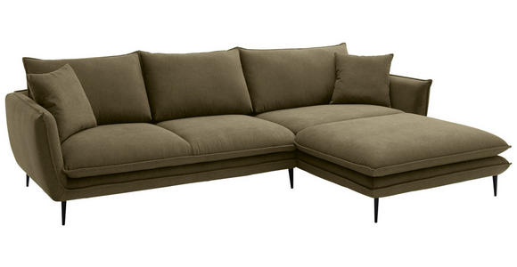 ECKSOFA  in Webstoff Grün  304/196 cm  - Schwarz/Grün, KONVENTIONELL, Textil/Metall (304/196cm) - Hom`in
