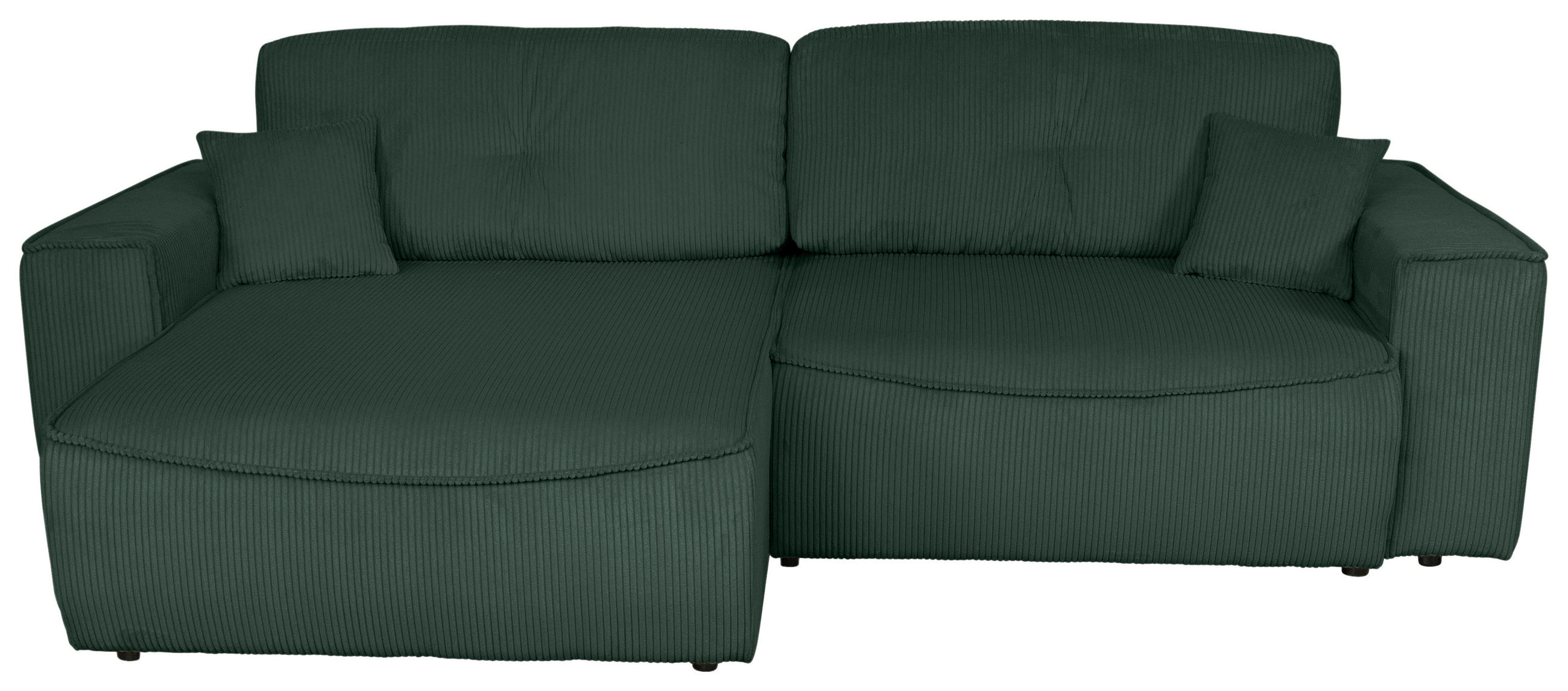 ECKSOFA Dunkelgrün Cord  - Dunkelgrün/Schwarz, KONVENTIONELL, Kunststoff/Textil (148/265cm) - Carryhome