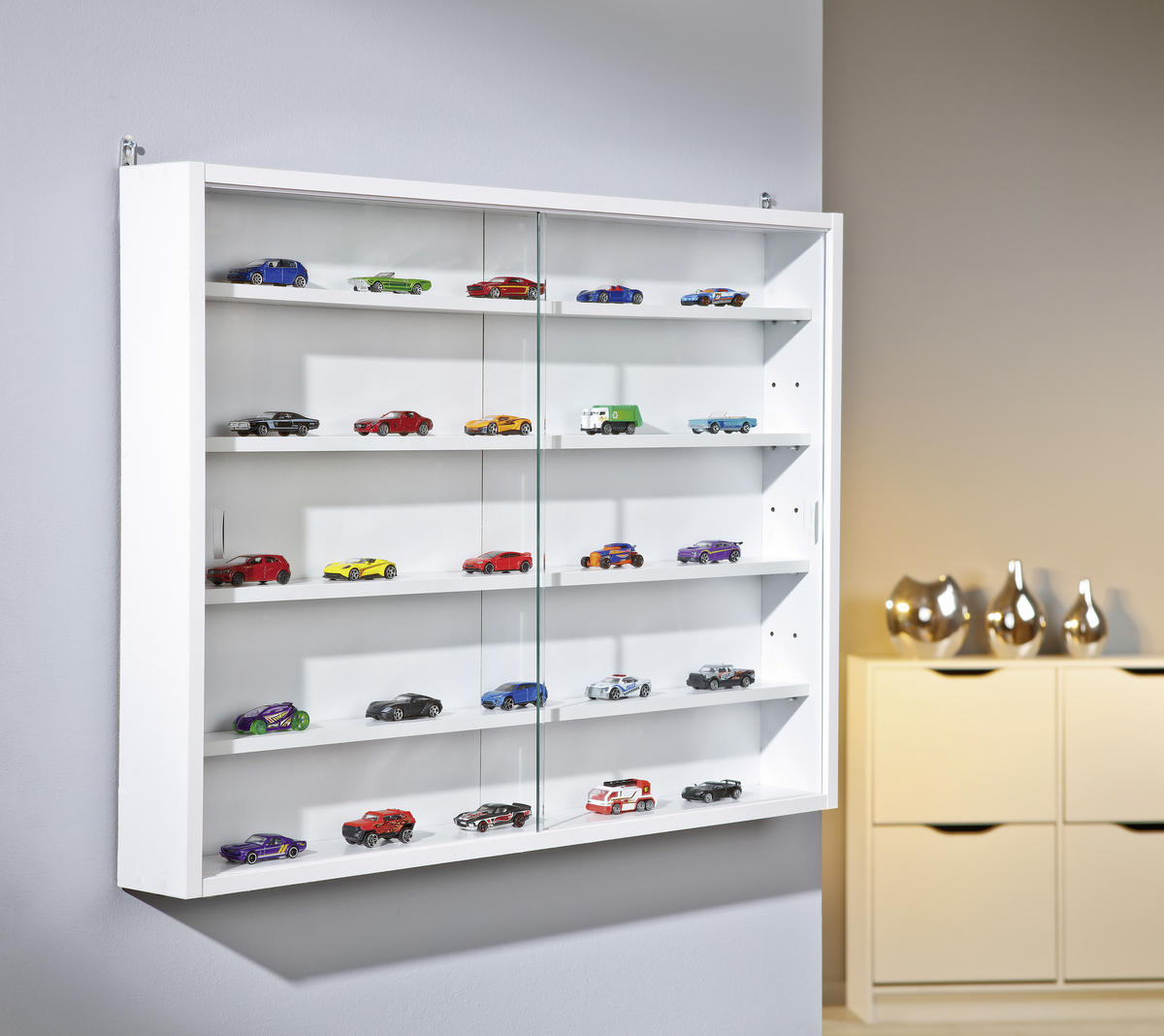 HÄNGEVITRINE in Weiß  - Weiß, KONVENTIONELL, Glas/Holzwerkstoff (80/60/9,5cm) - MID.YOU