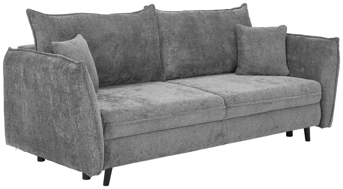 SCHLAFSOFA  mit Liegefunktion, Schlafen auf Sitzhöhe, Rücken echt Chenille Hellgrau  - Hellgrau/Schwarz, KONVENTIONELL, Holz/Textil (238/99/108cm) - Carryhome