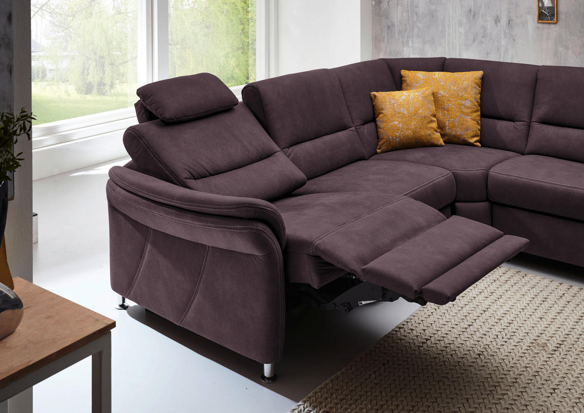 SOFFA i mikrofiber mörkbrun  - aluminiumfärg/mörkbrun, Klassisk, metall/textil (262/335/173cm) - Beldomo System