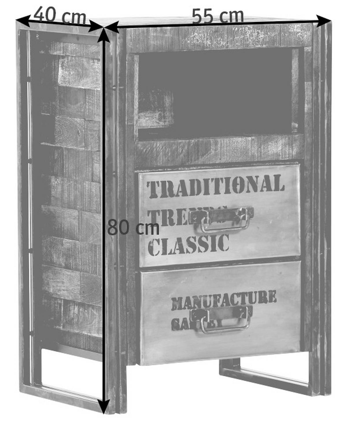 KOMMODE  in 55/80/40 cm  - Braun, Design, Holz/Metall (55/80/40cm)