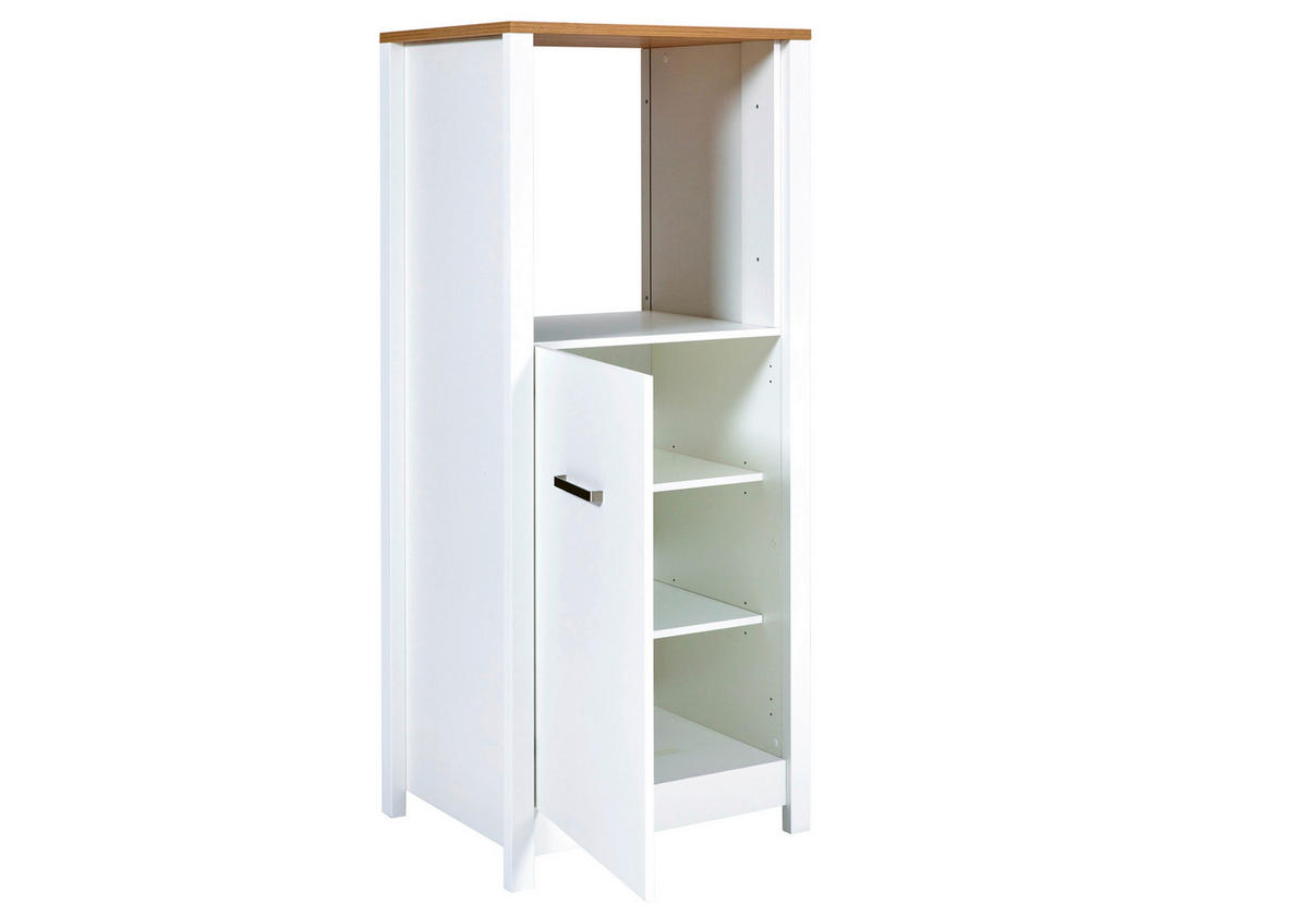 KÜCHENLEERBLOCK   in Weiß, Eiche Artisan  - Silberfarben/Weiß, MODERN, Glas/Holzwerkstoff (430/167/60cm) - home24