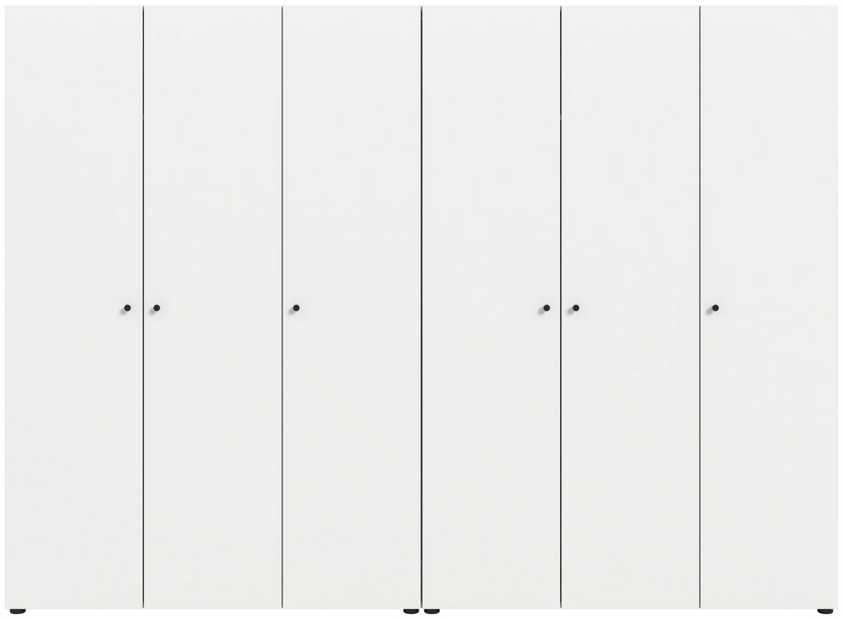 DREHTÜRENSCHRANK 240/176/51 cm,  in Weiß, 6-türig  - Weiß, MODERN, Holzwerkstoff/Kunststoff (240/176/51cm) - MID.YOU