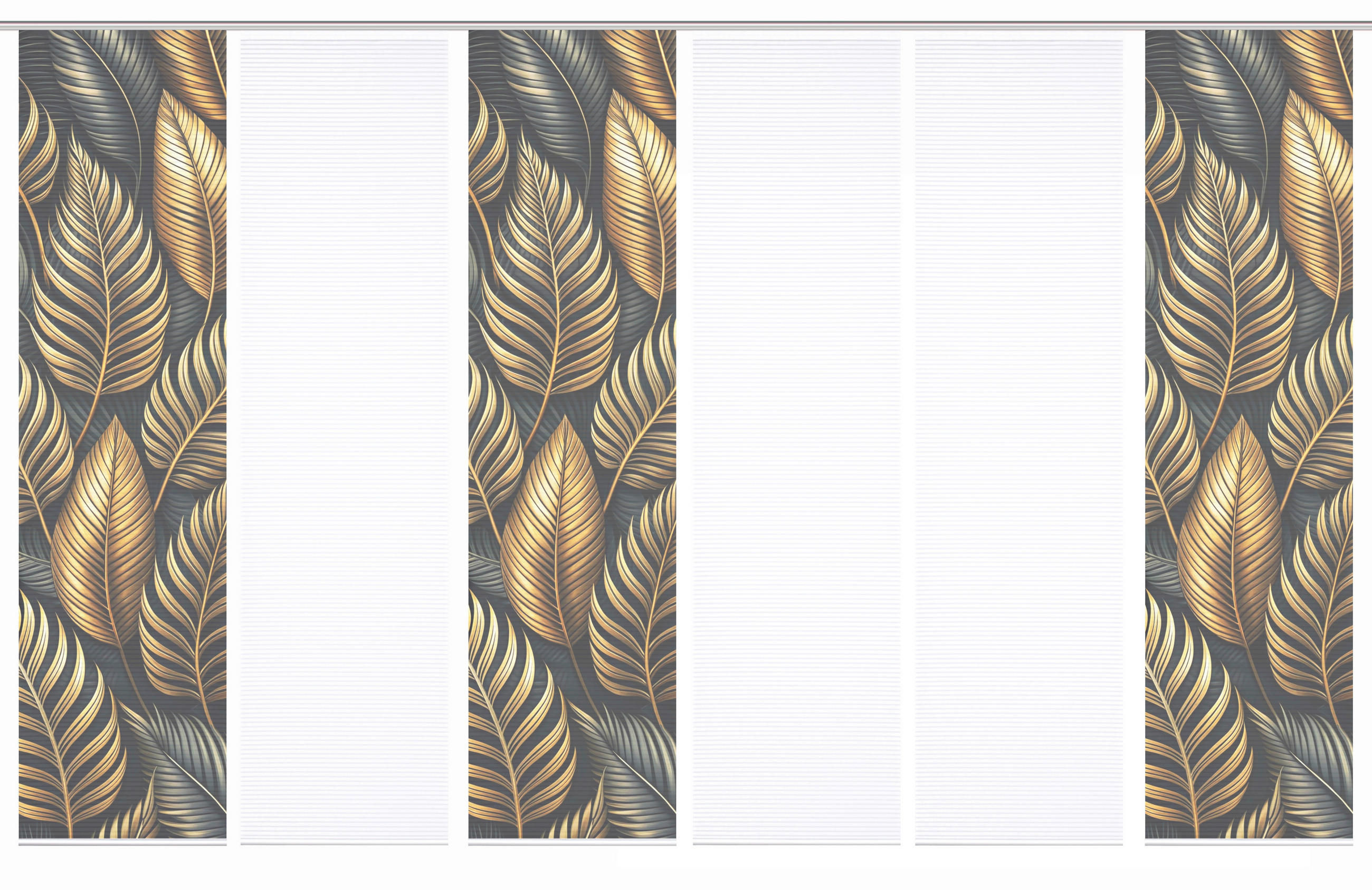 FLÄCHENVORHANG  6 Stück  blickdicht  60/245 cm   - Anthrazit/Goldfarben, Natur, Textil (60/245cm)