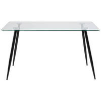 JÍDELNÍ STŮL, čiré, 140/80/75 cm - černá/čiré, Moderní, kov/sklo (140/80/75cm) - MID.YOU
