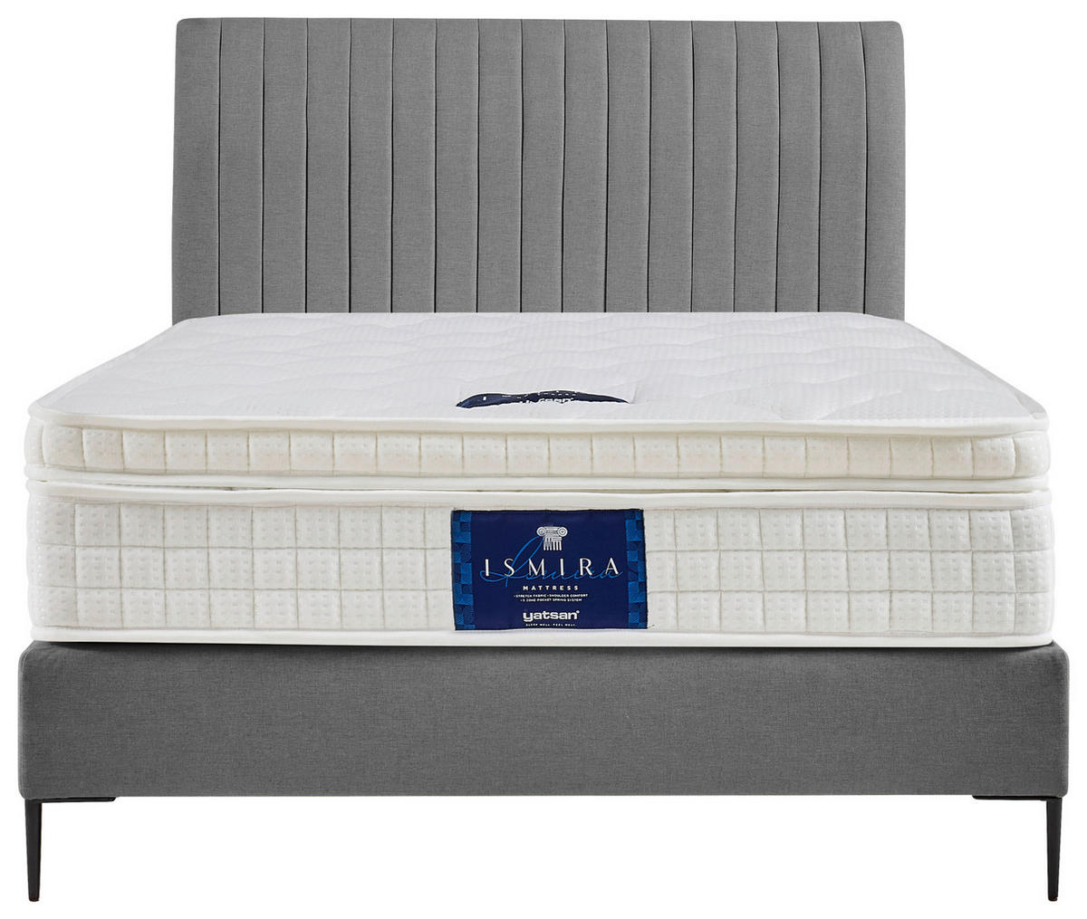 BOXSPRINGBETT 120/200 cm  in Grau  - Schwarz/Naturfarben, MODERN, Holzwerkstoff/Textil (120/200cm) - MID.YOU