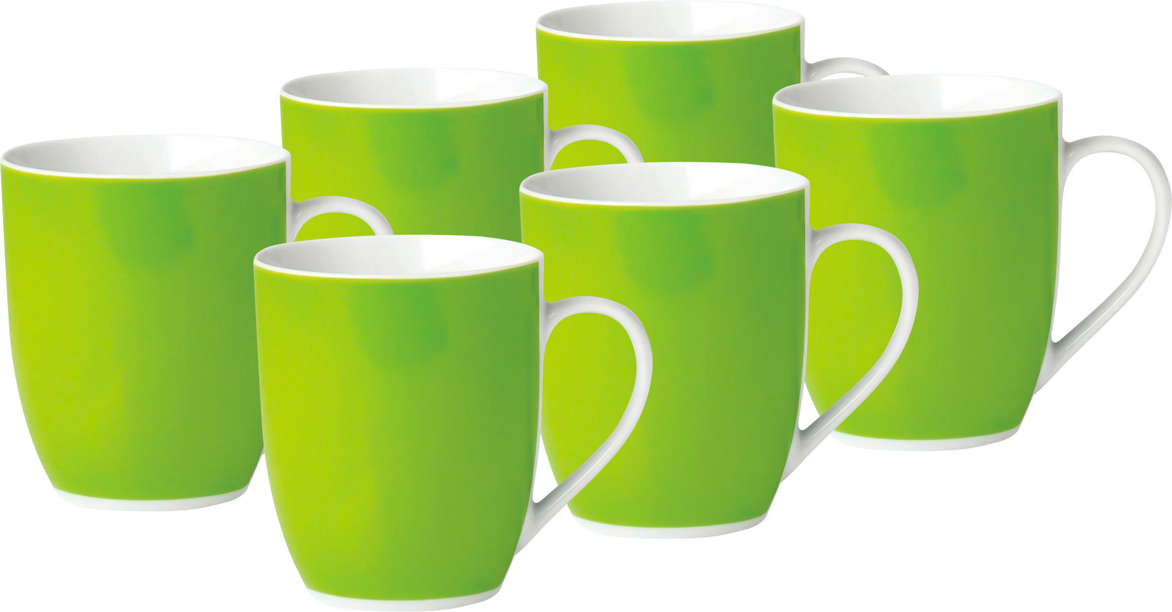 KAFFEEBECHERSET VARIO 6-teilig  - Weiß/Grün, Basics, Keramik (11/10/8cm) - Van Well