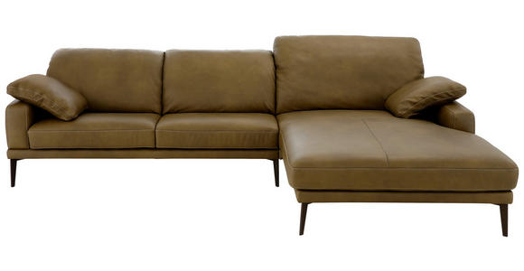WOHNLANDSCHAFT Echtleder - Bronzefarben, LIFESTYLE, Leder/Metall (301/206cm) - Valnatura