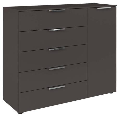 KOMÓD 120/100/42 cm  - grafitszürke/króm, Modern, műanyag/faalapú anyag (120/100/42cm) - Rauch Möbel