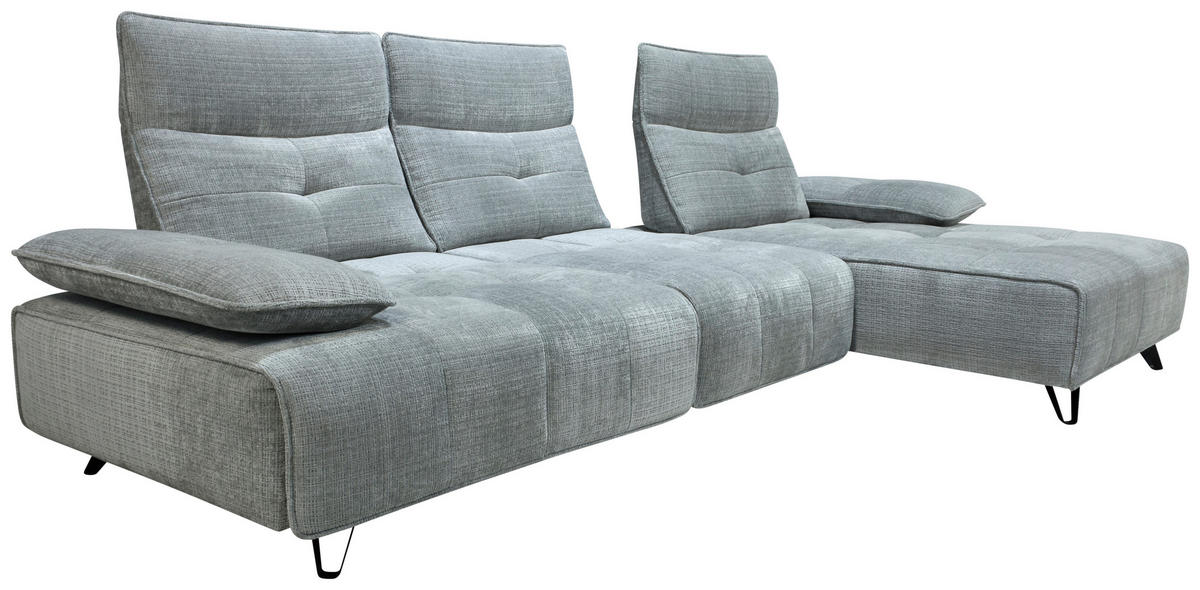 ECKSOFA Hellgrau Chenille  - Hellgrau/Schwarz, Design, Kunststoff/Textil (314/162cm) - Livetastic
