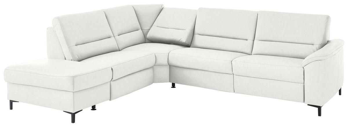 ECKSOFA  in Echtleder Weiß  249/290 cm  - Schwarz/Weiß, KONVENTIONELL, Leder/Metall (249/290cm) - Beldomo Premium