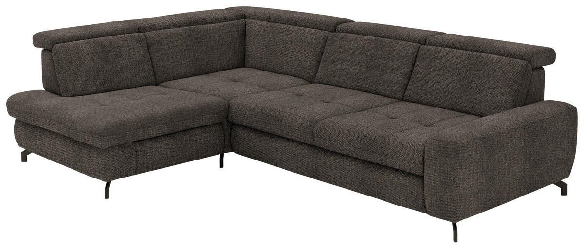 ECKSOFA in Chenille Fango  - Fango/Schwarz, Design, Textil/Metall (220/310cm) - Beldomo Style