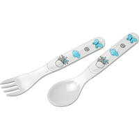 OTROŠKI JEDILNI PRIBOR - modra/bela, Basics, umetna masa (13,5cm) - My Baby Lou