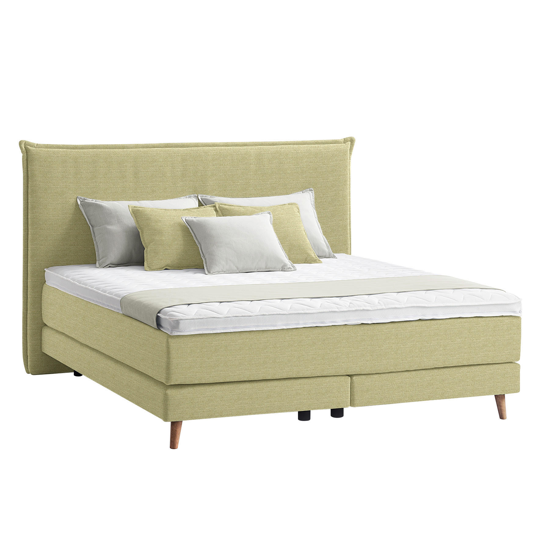 BOXSPRINGBETT 180/200 cm  in Gelb  - Eichefarben/Gelb, Design, Holzwerkstoff/Textil (180/200cm) - home24