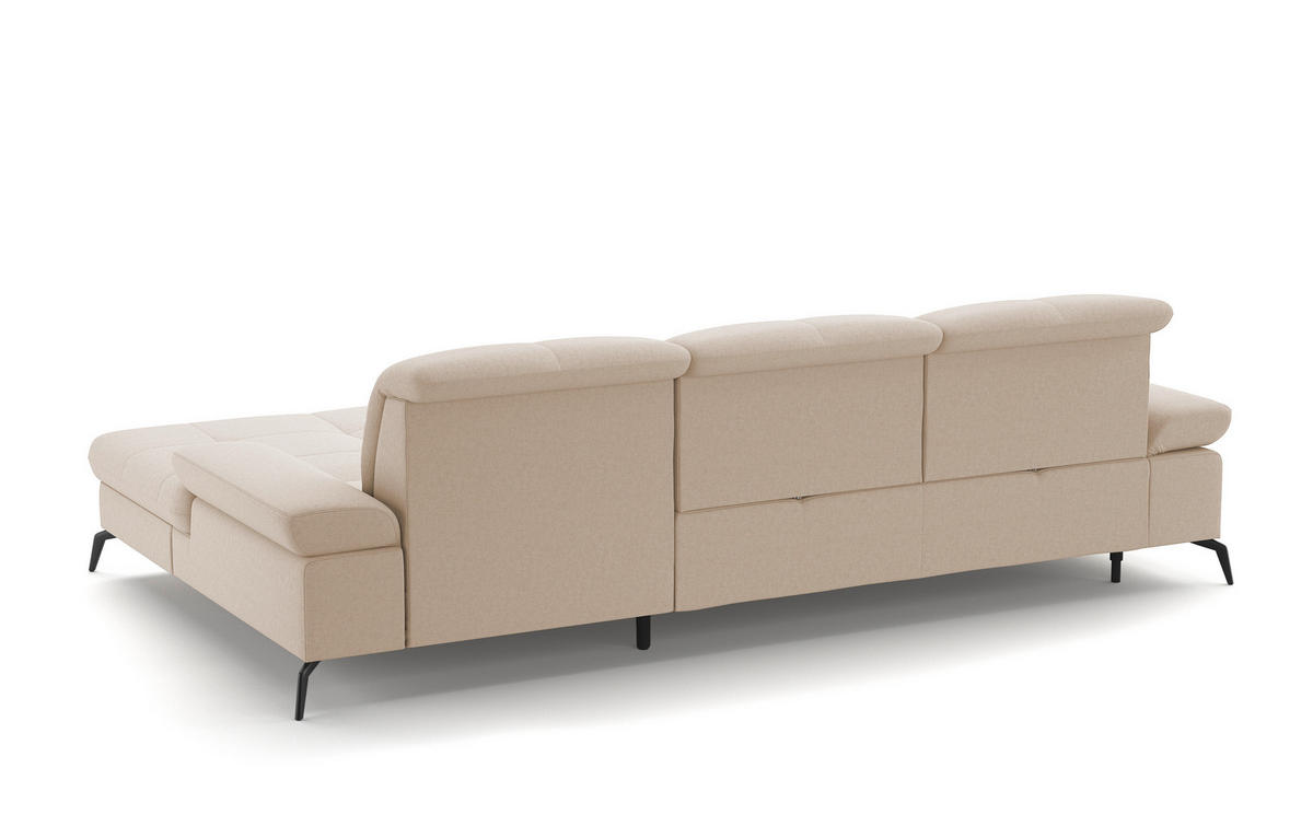 ECKSOFA in Flachgewebe Creme  - Creme/Schwarz, Konventionell, Textil/Metall (279/185cm) - Sit & More