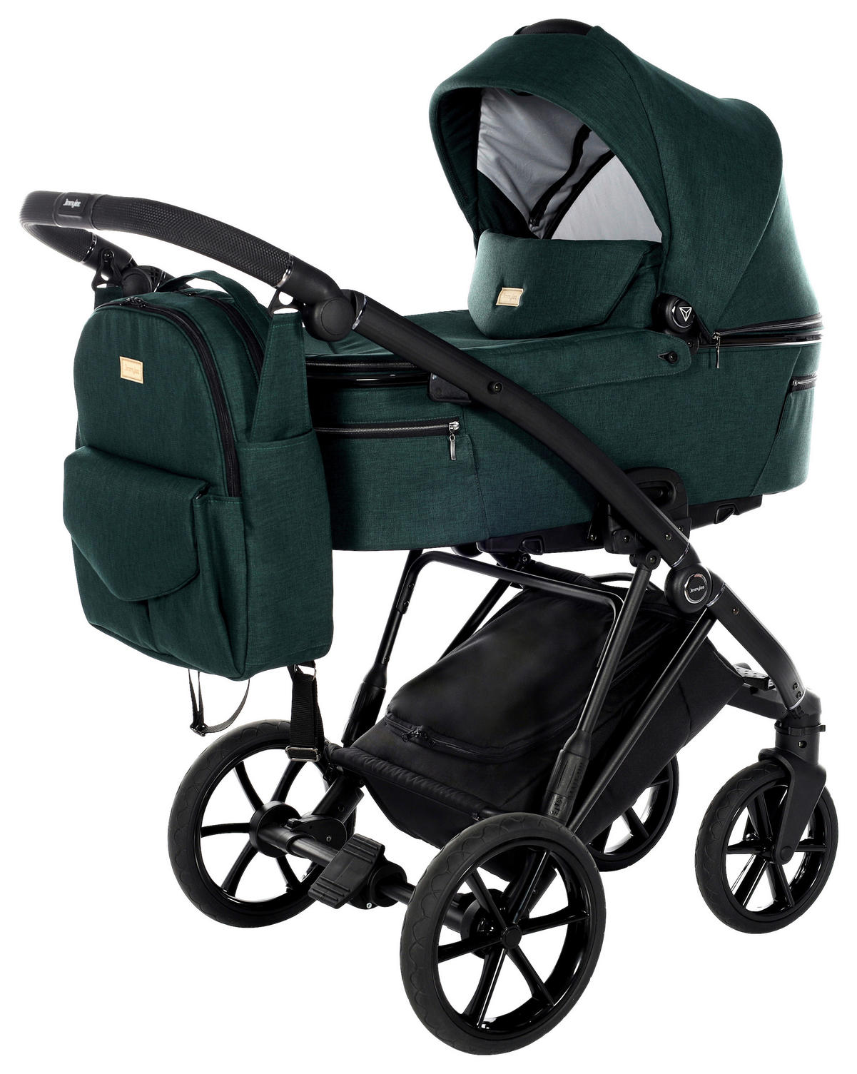 KINDERWAGENSET Fashion Premium  - Dunkelgrün/Schwarz, Trend, Textil/Metall (105/59/105cm) - Jimmylee