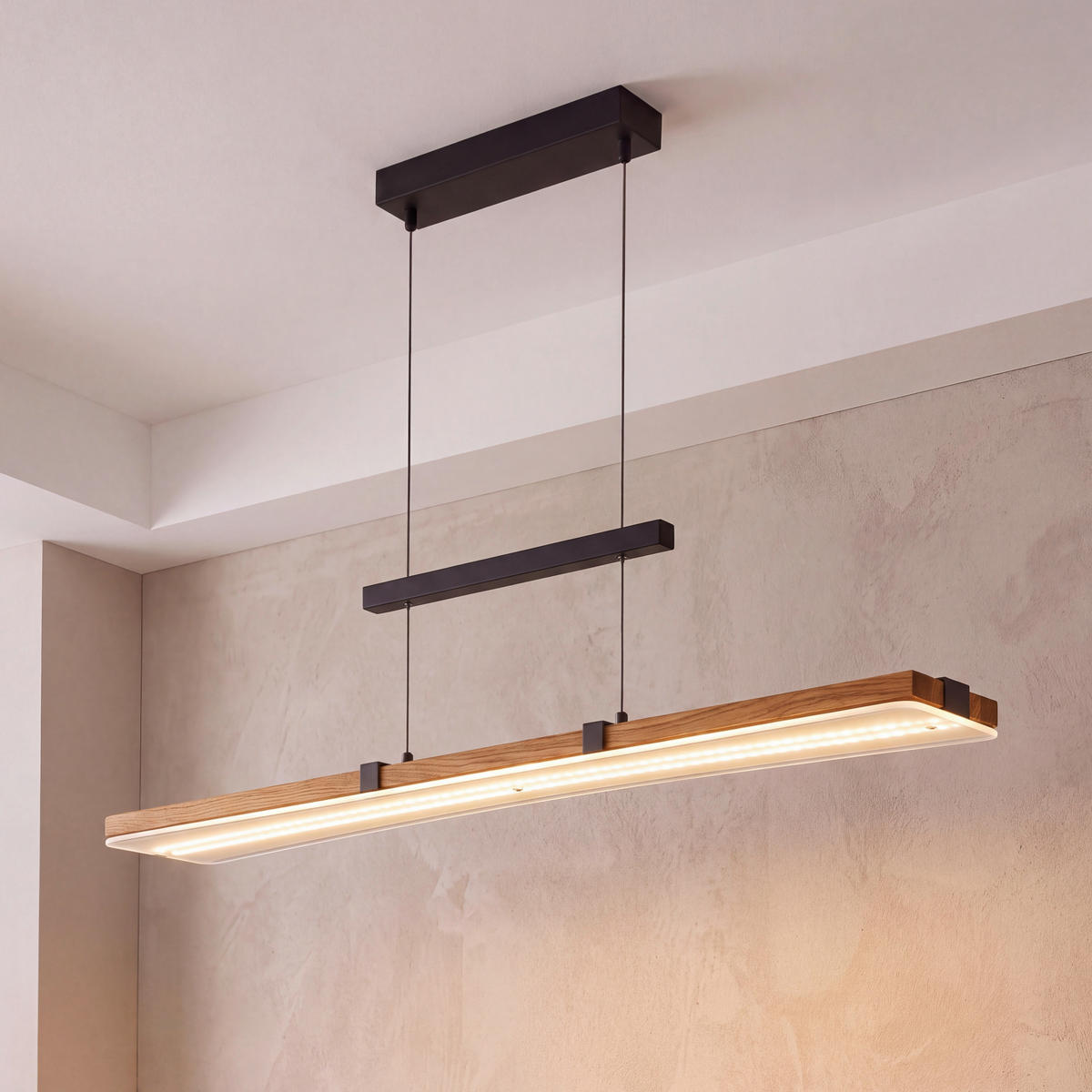 LED-HÄNGELEUCHTE 100/9/150 cm    - Schwarz, Natur, Holz/Metall (100/9/150cm) - Waldwelt