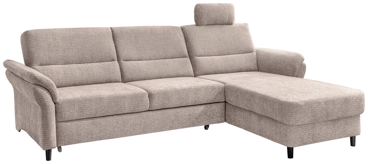 ECKSOFA in Mikrofaser Beige  - Beige/Schwarz, Modern, Holz/Textil (279/176cm) - Livetastic