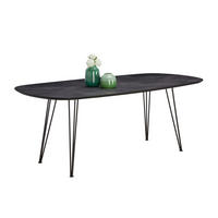 ESSTISCH oval Schwarz, Dunkelgrau  - Dunkelgrau/Schwarz, Design, Kunststoff/Metall (200/100/76cm) - MID.YOU