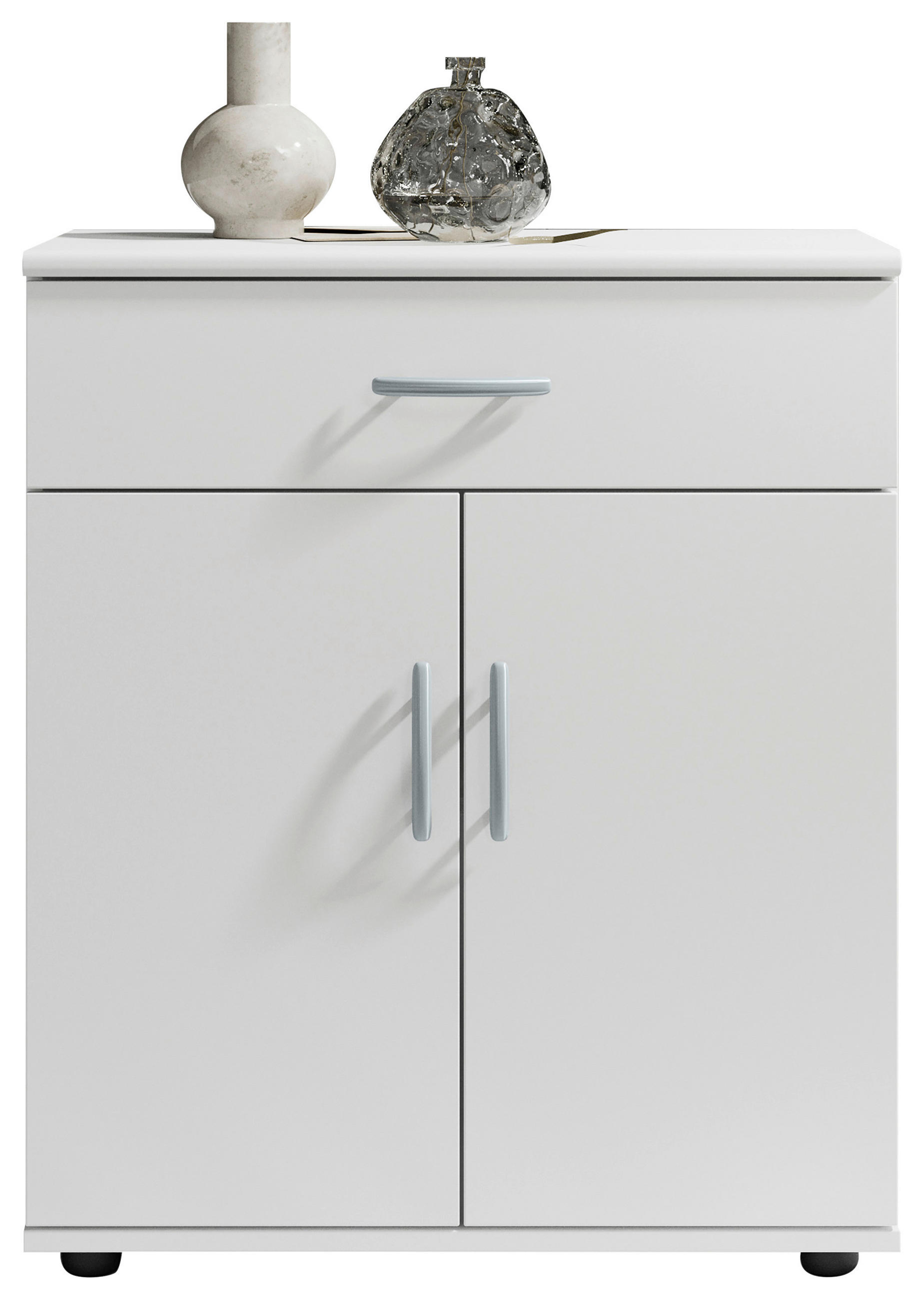 KOMODA 60/70/30 cm bijela - bijela/srebrne boje, Konvencionalno, drvni materijal/plastika (60/70/30cm) - Carryhome