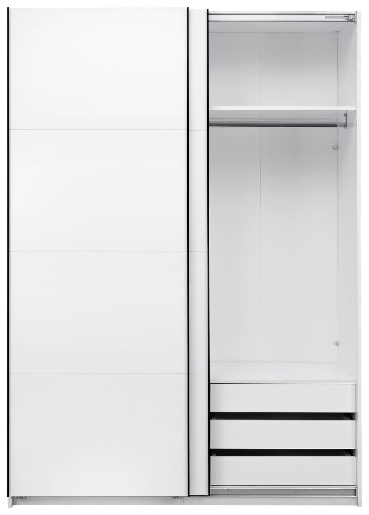 SCHIEBETÜRENSCHRANK 150/211,5/61,5 cm 2-türig Weiß  - Schwarz/Weiß, MODERN, Holzwerkstoff/Metall (150/211,5/61,5cm) - MID.YOU