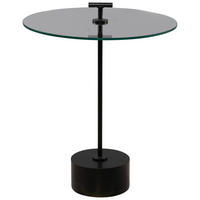 BEISTELLTISCH in Holz, Metall, Glas 50/50/59 cm  - Schwarz, Basics, Glas/Holz (50/50/59cm)