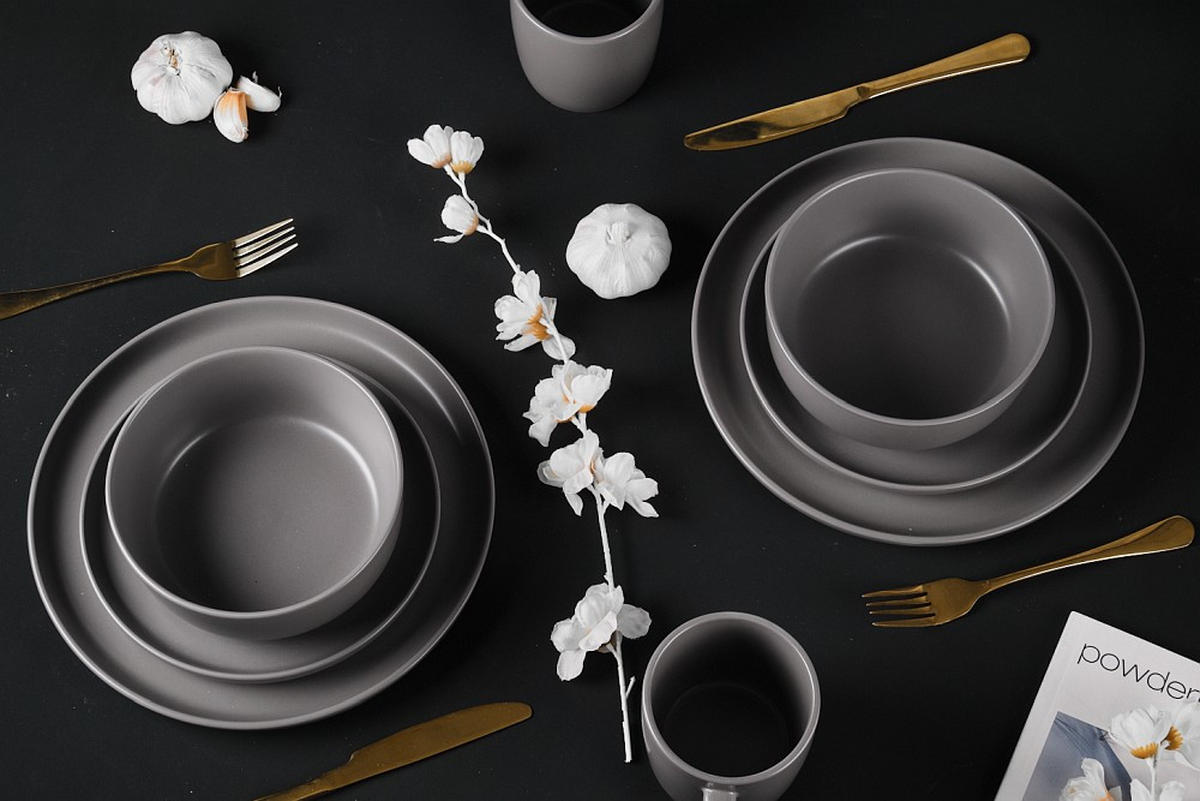 KOMBISERVICE Grau Salerno 16-teilig 4 Personen  - Grau, Trend, Keramik - Novel