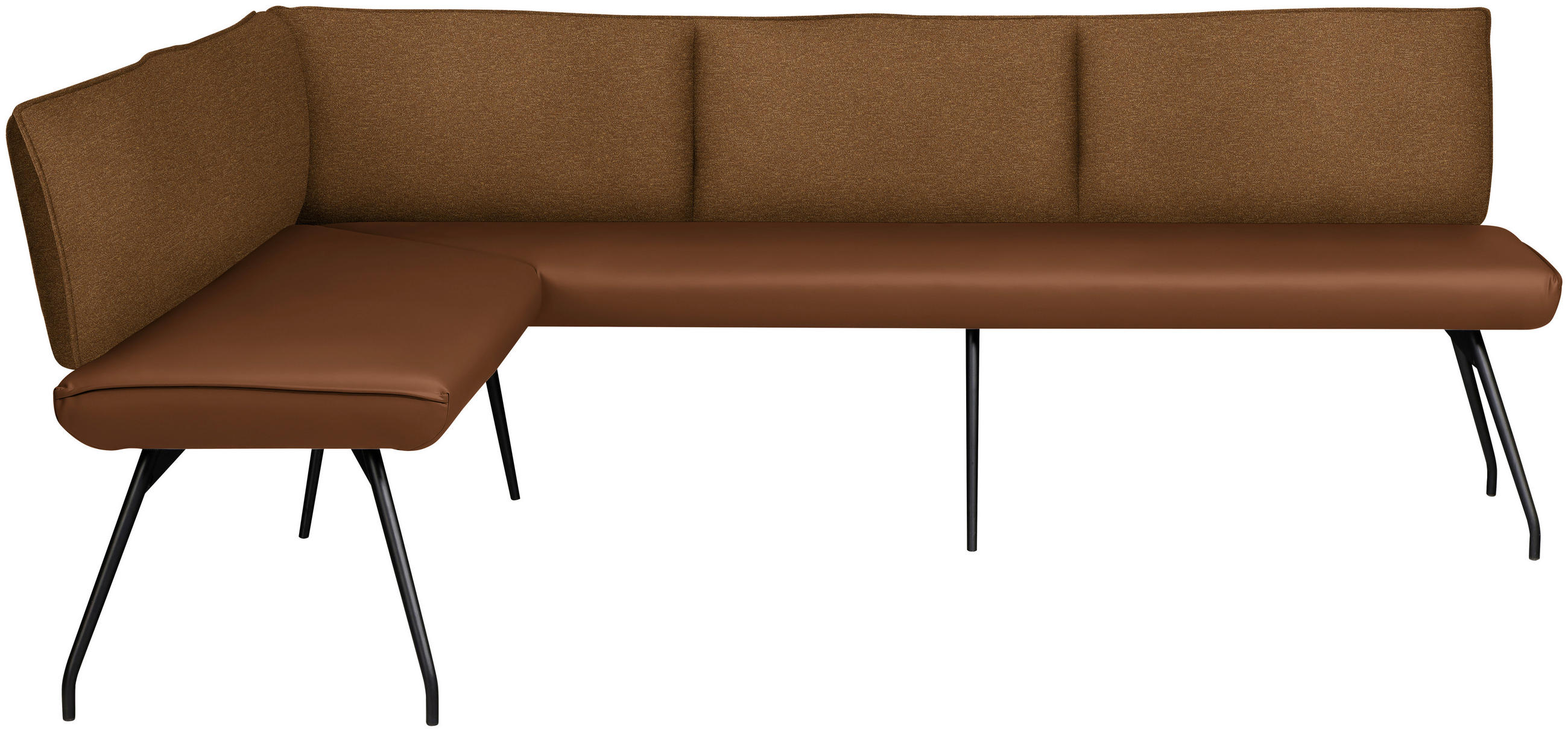 ECKBANK 165/225 cm  in Rostfarben  - Rostfarben/Schwarz, Design, Textil/Metall (165/225cm) - Moderano