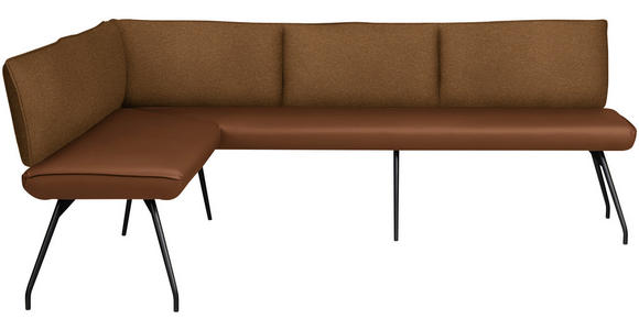 ECKBANK 165/225 cm  in Rostfarben  - Rostfarben/Schwarz, Design, Textil/Metall (165/225cm) - Moderano