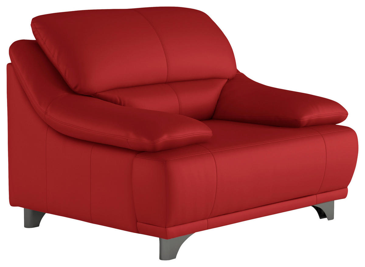 FOTELJ,  rdeča usnje - rdeča, Design, kovina/usnje (118/87/92cm) - Xora