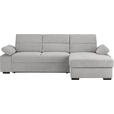 ECKSOFA in Flachgewebe Hellgrau  258/166 cm  - Dunkelbraun/Hellgrau, KONVENTIONELL, Kunststoff/Textil (258/166cm) - Cantus