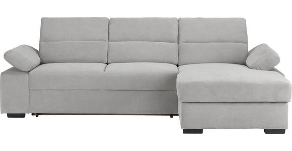 ECKSOFA in Flachgewebe Hellgrau  258/166 cm  - Dunkelbraun/Hellgrau, KONVENTIONELL, Kunststoff/Textil (258/166cm) - Cantus