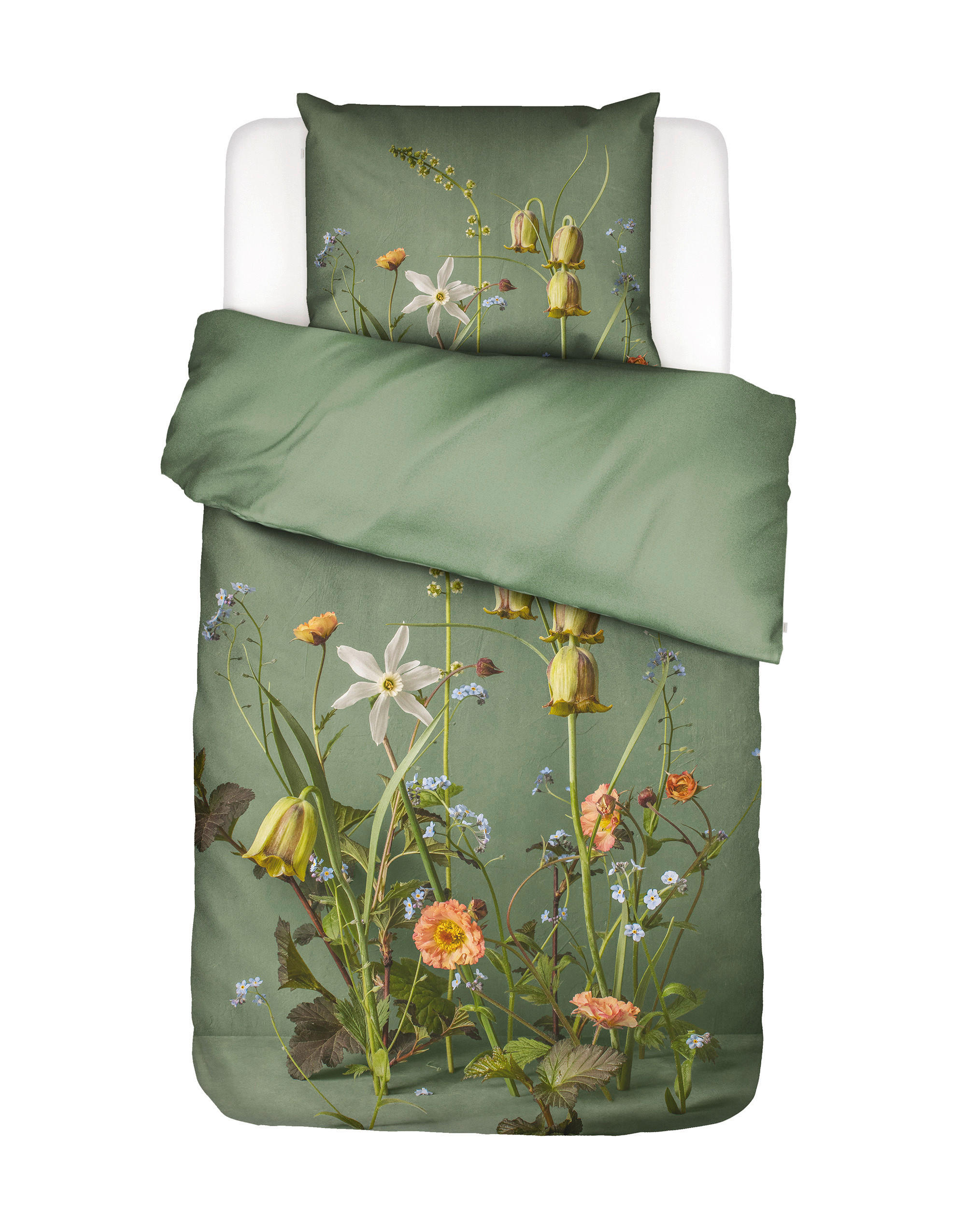 BETTWÄSCHE 135/200 cm Ficaria Satin  - Grün, KONVENTIONELL, Textil (135/200cm) - Essenza