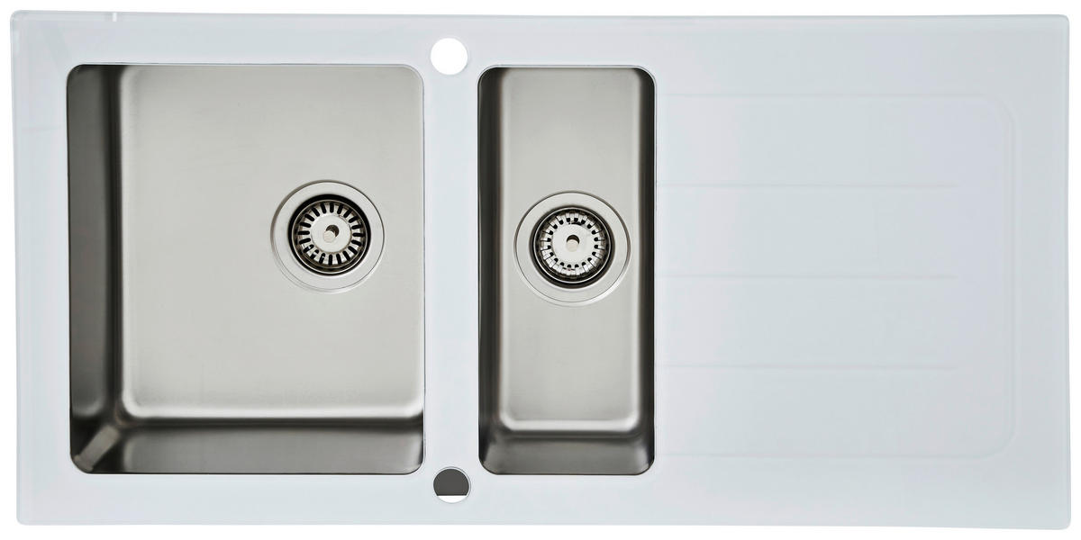 SPÜLE 1720NEWYORK100X50W  - Weiß, Trend, Glas/Metall (100/21/50cm) - Respekta