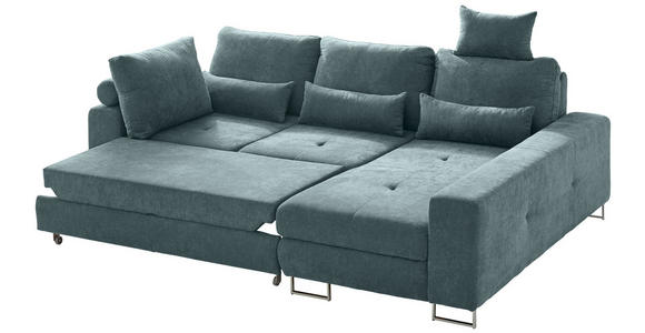 ECKSOFA in Flachgewebe Grün  - Grün, Design, Textil/Metall (260/188cm) - Hom`in