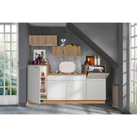 KÜCHENBLOCK 240 cm   in Weiß, Wildeiche  - Wildeiche/Edelstahlfarben, KONVENTIONELL, Holzwerkstoff/Metall (240cm) - Welnova