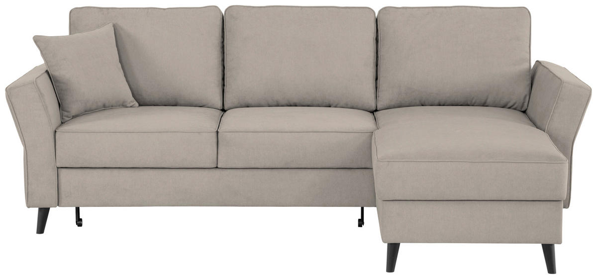 ECKSOFA Sandfarben Velours  - Sandfarben/Schwarz, KONVENTIONELL, Holz/Textil (244/159cm) - Carryhome