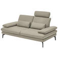 2,5-SITZER  in Echtleder Ecru   - Ecru/Schwarz, Design, Leder/Metall (196/86/104cm) - Dieter Knoll