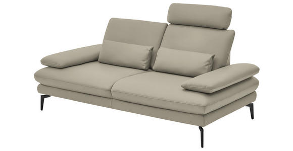 2,5-SITZER  in Echtleder Ecru   - Ecru/Schwarz, Design, Leder/Metall (196/86/104cm) - Dieter Knoll