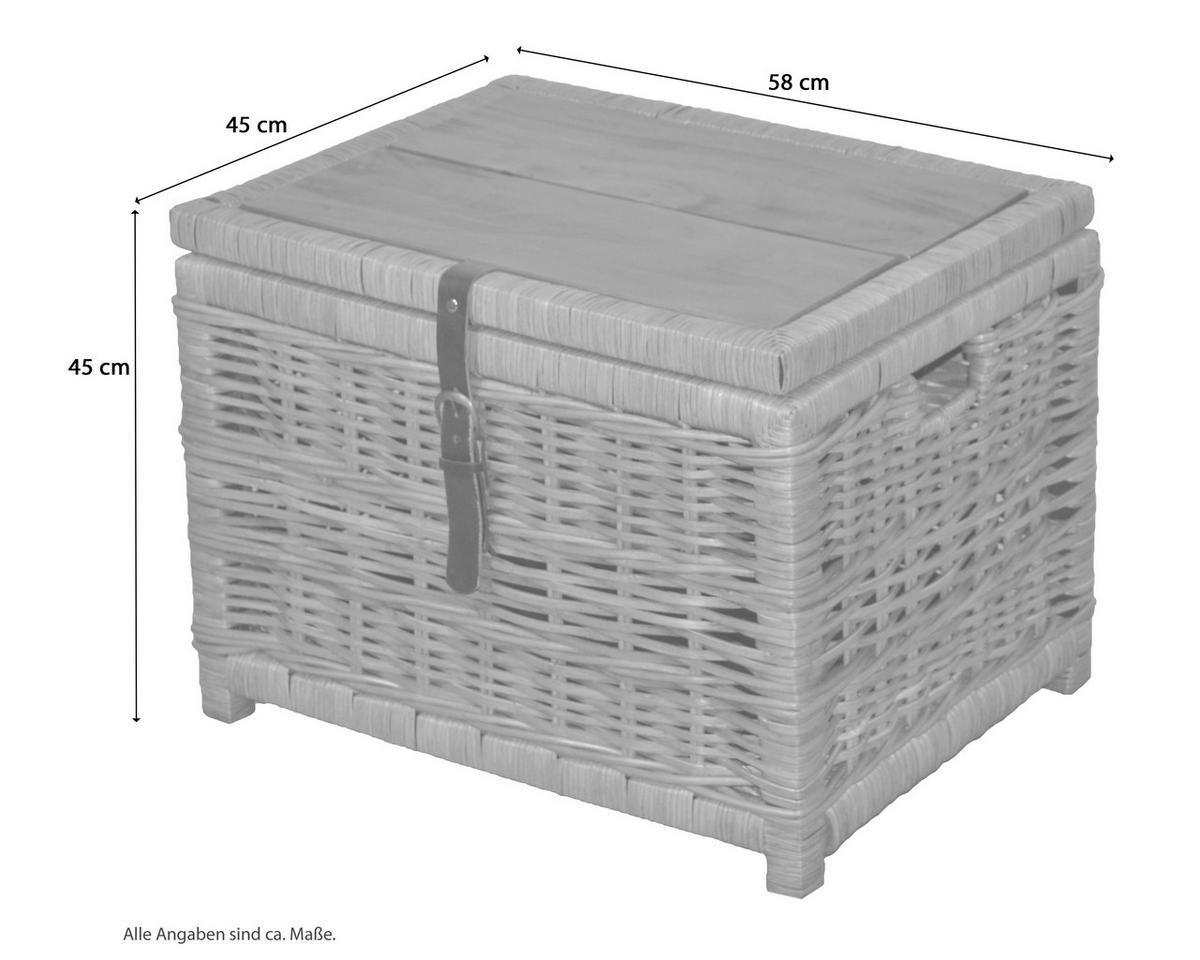 COUCHTISCH Pinie, Rattan massiv 45/58/44 cm rechteckig Beige  - Beige, Natur, Holz (45/58/44cm) - MID.YOU