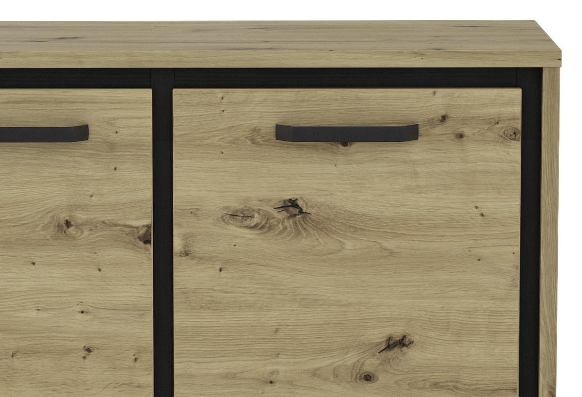 KOMMODE  in 91,4/91,2/41,5 cm  - Eichefarben/Schwarz, MODERN, Holzwerkstoff/Kunststoff (91,4/91,2/41,5cm) - MID.YOU