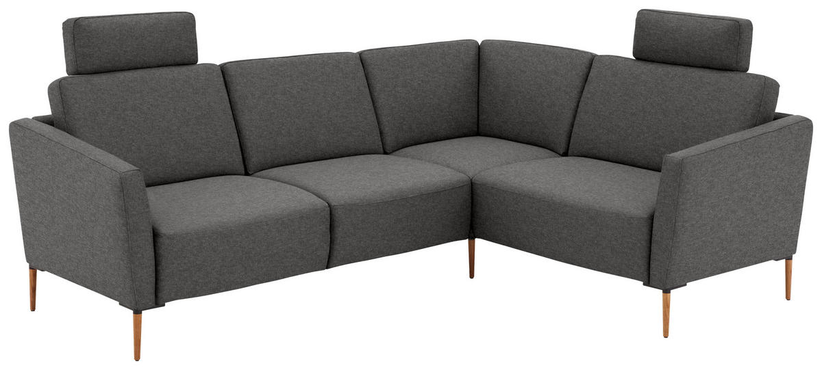 ECKSOFA  in Flachgewebe Anthrazit Rücken echt  238/186 cm  - Eichefarben/Anthrazit, Design, Holz/Textil (238/186cm) - Valnatura