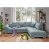 ECKSOFA in Cord Hellblau  - Silberfarben/Petrol, Design, Holz/Textil (298/202cm) - MID.YOU
