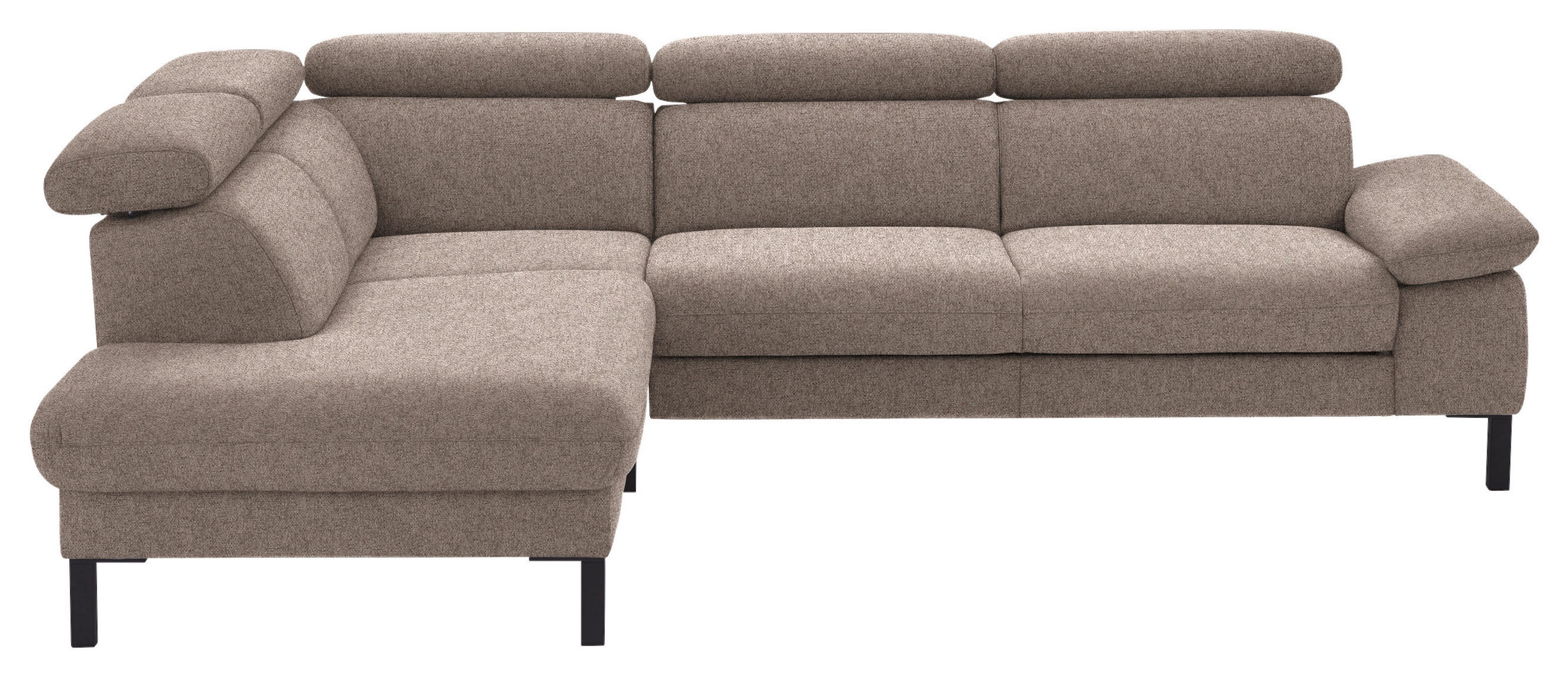 ECKSOFA in Flachgewebe Taupe  - Taupe/Schwarz, Design, Holzwerkstoff/Textil (217/272cm) - Pure Home Comfort