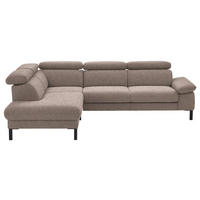 ECKSOFA in Flachgewebe Taupe  - Taupe/Schwarz, Design, Holzwerkstoff/Textil (217/272cm) - Pure Home Comfort
