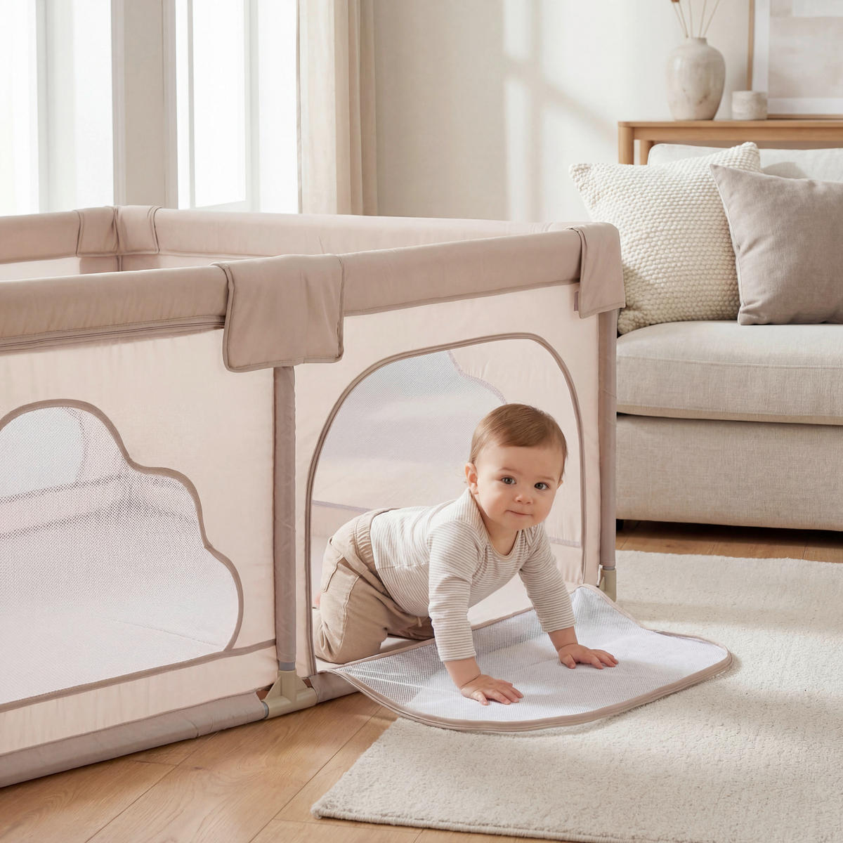 OGRADICA    180/115/68 cm  - prirodna boja, Osnovno, metal/tekstil (180/115/68cm) - Fillikid