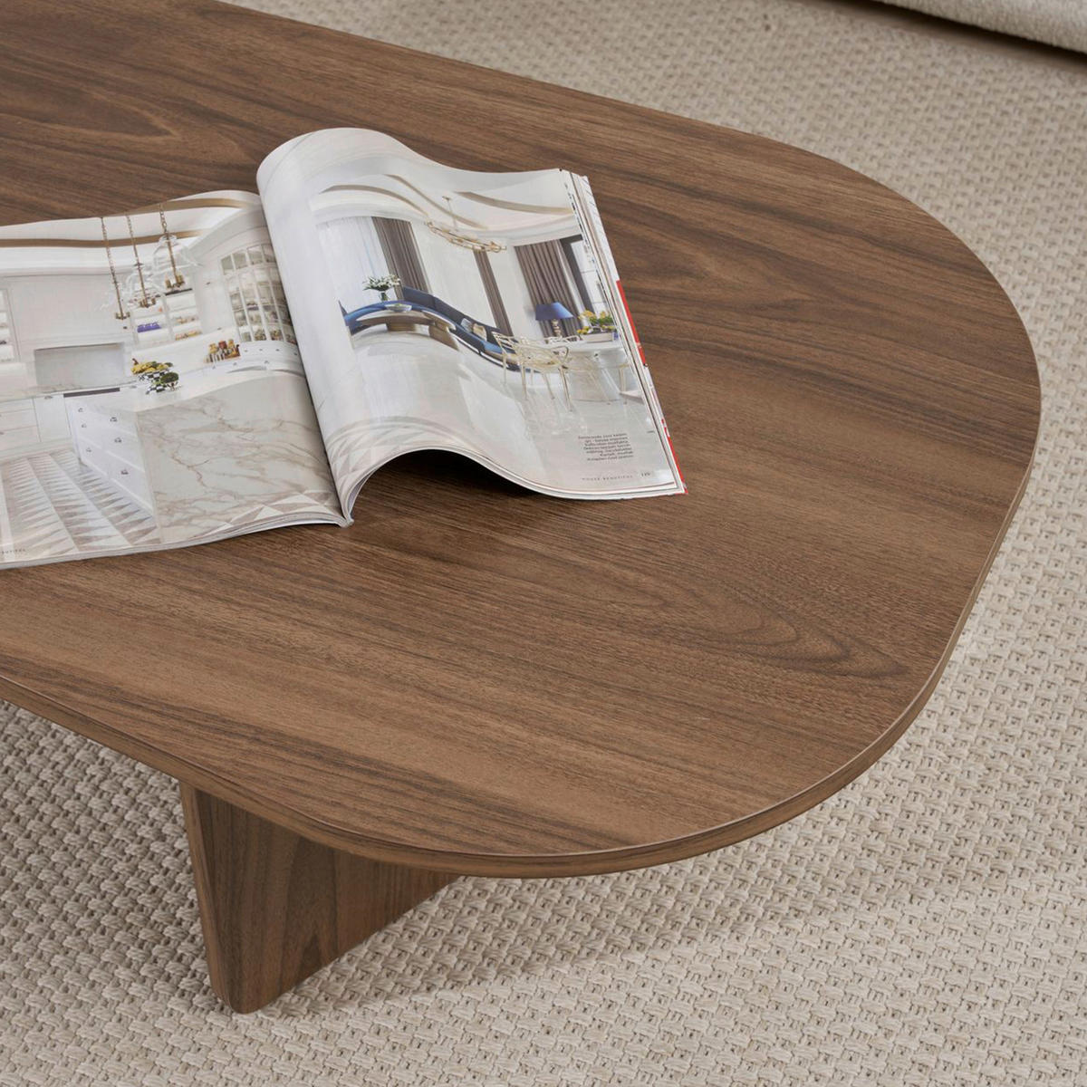 COUCHTISCH Freiform Walnussfarben  - Walnussfarben, Design, Holzwerkstoff (130/40/65cm) - MID.YOU