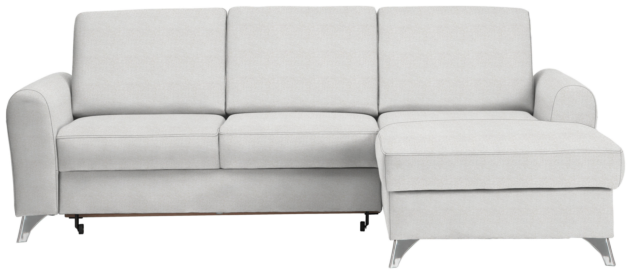 ECKSOFA Creme Flachgewebe  - Silberfarben/Creme, Design, Textil/Metall (244/167cm) - Cantus